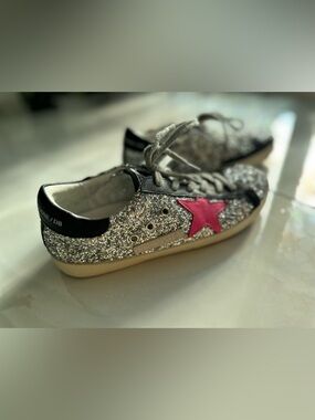 Inspired Glitter Sneakers Silver/Pink Star Size 40
